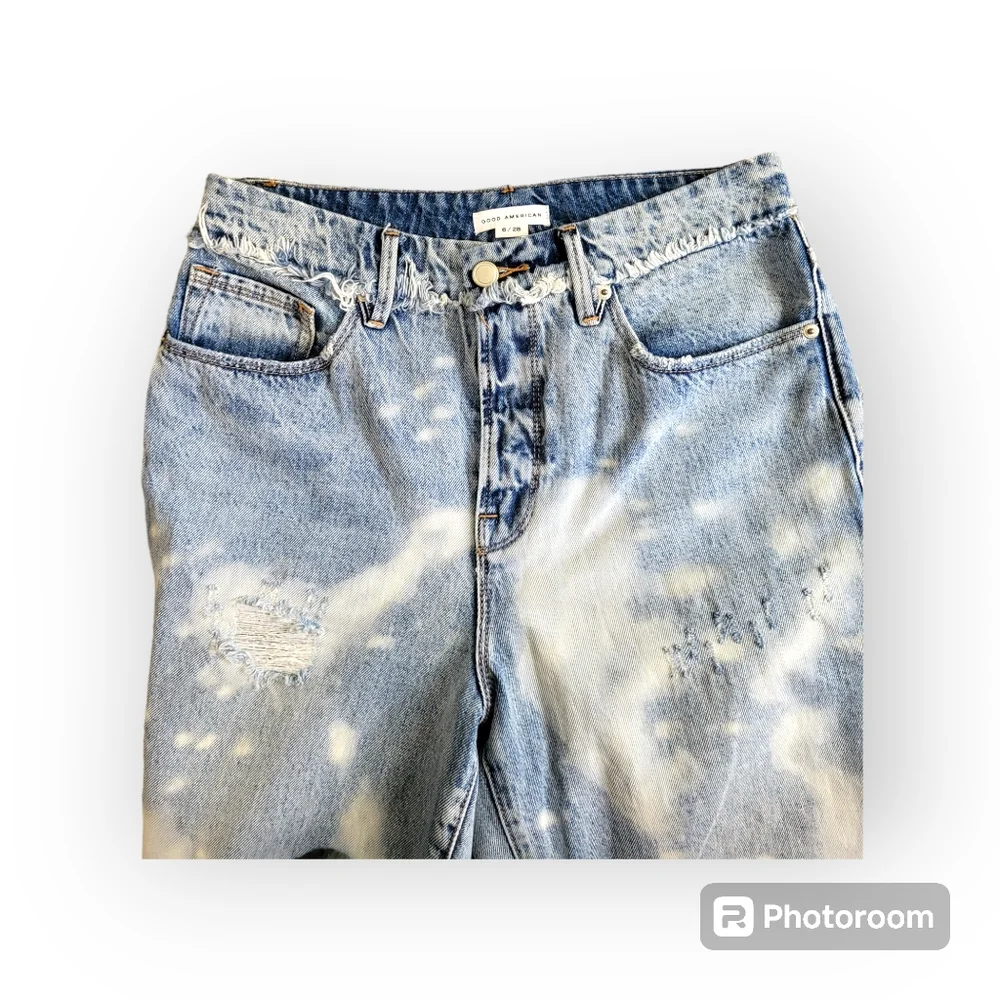 GOOD AMERICAN Good Vintage Released Waistband Jeans Bleach Blue 6
